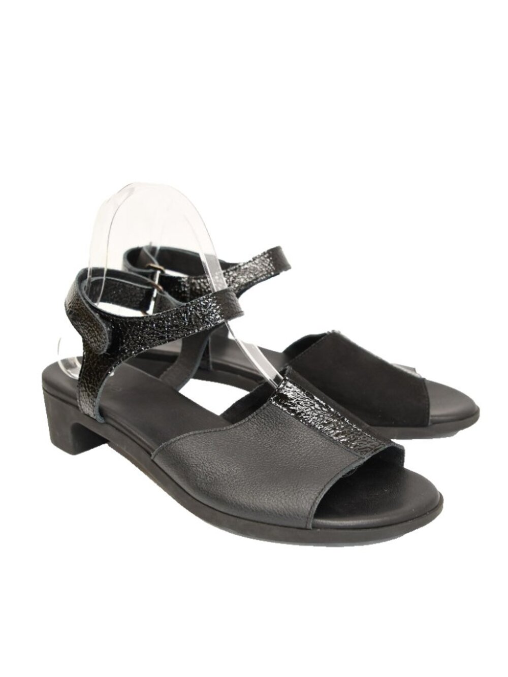 $350 ARCHE BLACK PATENT LEATHER SANDAL COMBO COMFORT 39 (DD13)